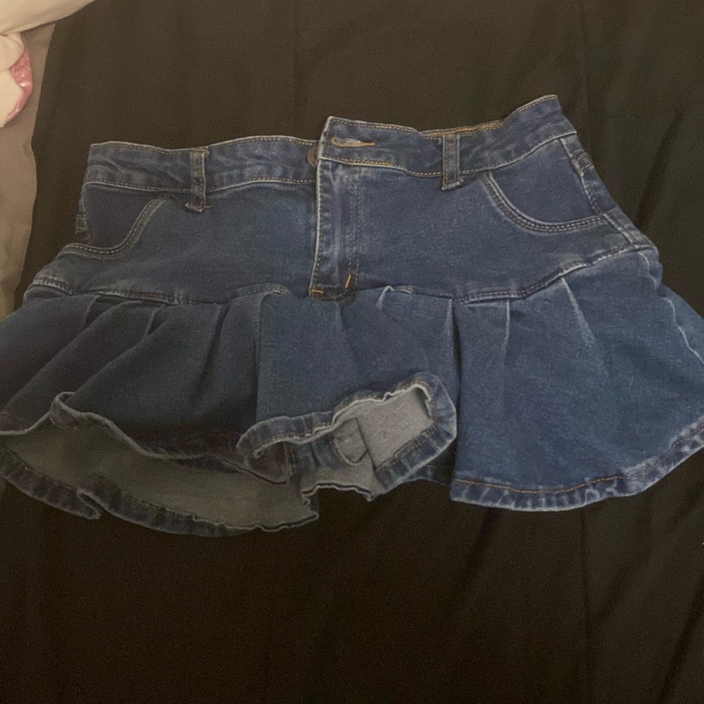 CUTE FRILLED JEAN SKIRT